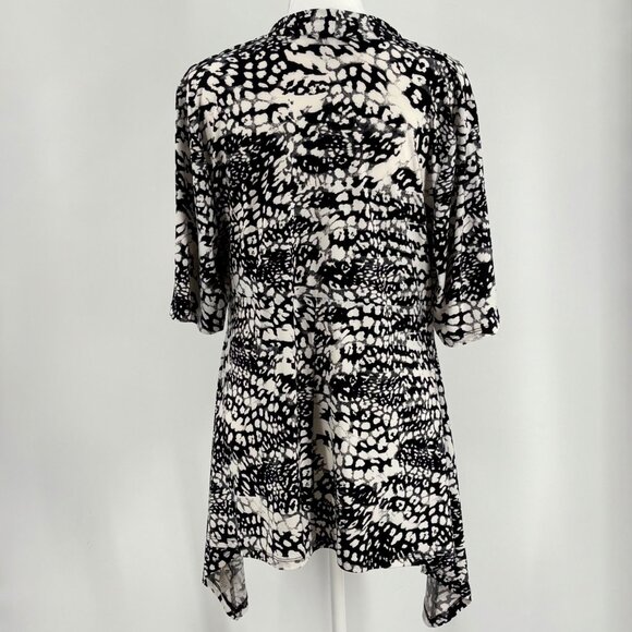 Chaus New York Black & White Womens Tunic Combo Asymmetrical Hem Top Size XL - Picture 3 of 9